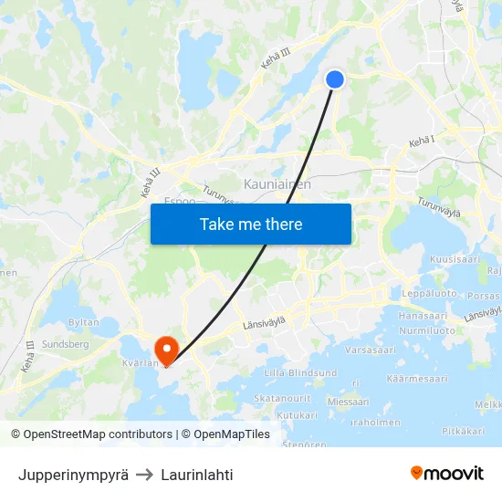 Jupperi Circle to Laurinlahti map