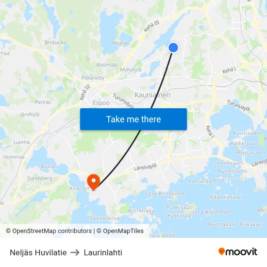 Fourth Villa Road to Laurinlahti map
