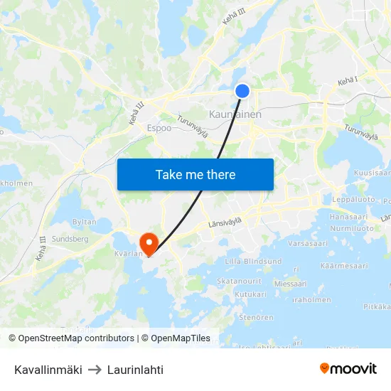 Kavalli Hill to Laurinlahti map