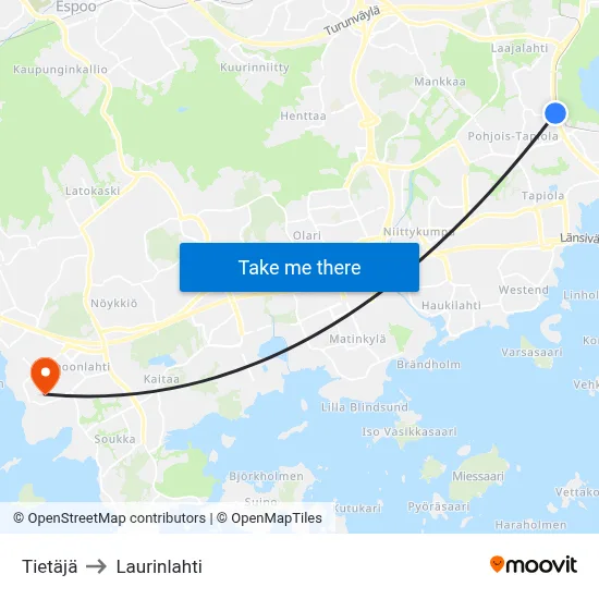 Tietaja to Laurinlahti map