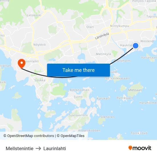 Mellsten Road to Laurinlahti map