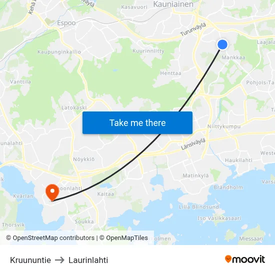 Kruunu Road to Laurinlahti map