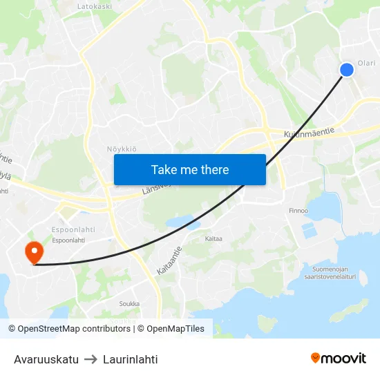 Space Street to Laurinlahti map