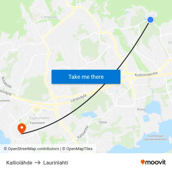 Spring Rock to Laurinlahti map