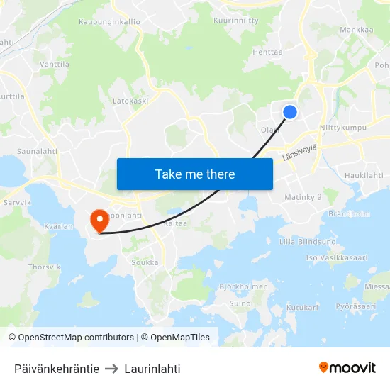 Day Spin Road to Laurinlahti map