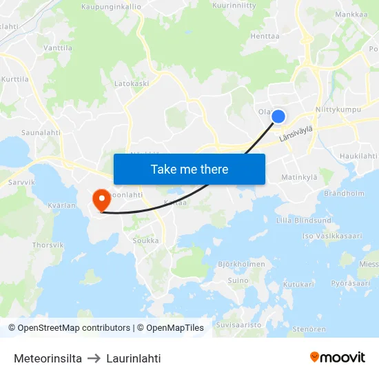Meteor Bridge to Laurinlahti map