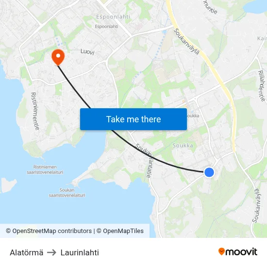Lower Bank to Laurinlahti map