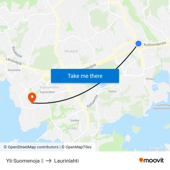 Yli-Suomenoja 🛍️ to Laurinlahti map