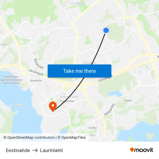 Estonia Hill to Laurinlahti map