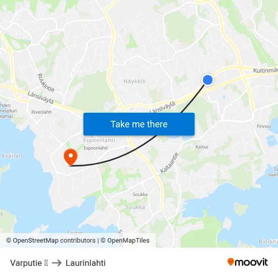 Varputie 🛍️ to Laurinlahti map