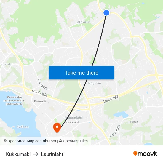 Kukkumäki to Laurinlahti map