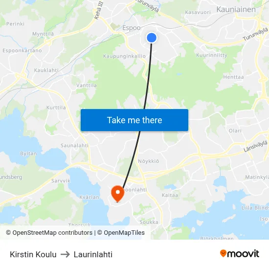Kirsti School to Laurinlahti map