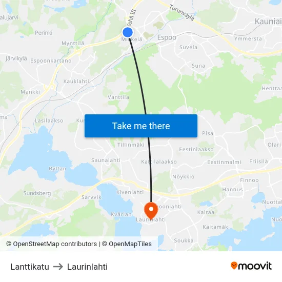 Coin Street to Laurinlahti map