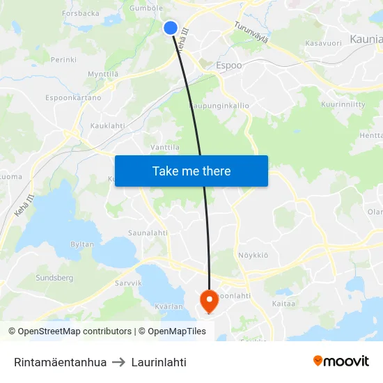 Rintamäki Path to Laurinlahti map