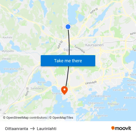 Oittaanranta to Laurinlahti map