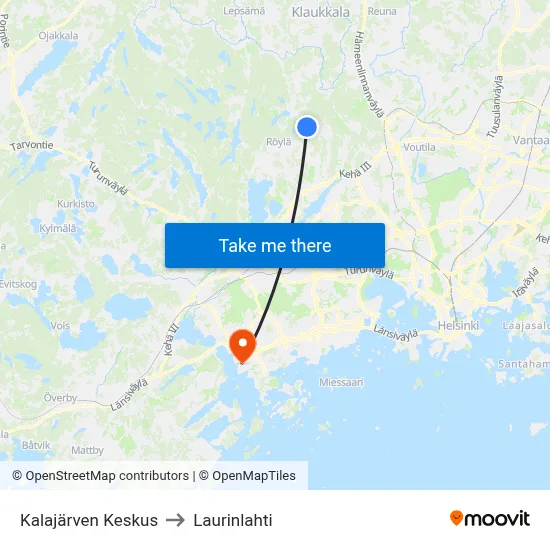 Kalajärvi Center to Laurinlahti map