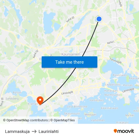 Lamb Lane to Laurinlahti map