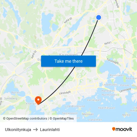 Outer Meadow Lane to Laurinlahti map