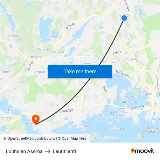 Louhela Station to Laurinlahti map