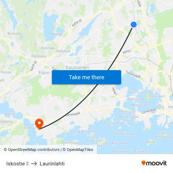 Iskostie 🛍️ to Laurinlahti map