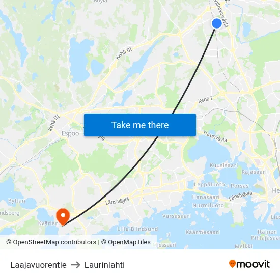 Laajavuorentie to Laurinlahti map