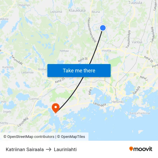 Katriina Hospital to Laurinlahti map