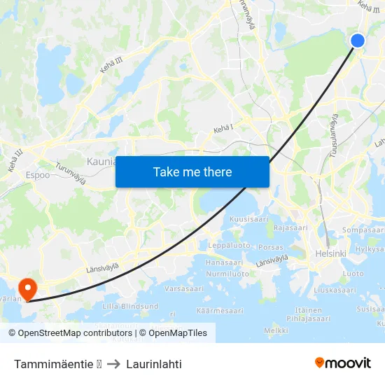 Tammimäentie 🛒 to Laurinlahti map