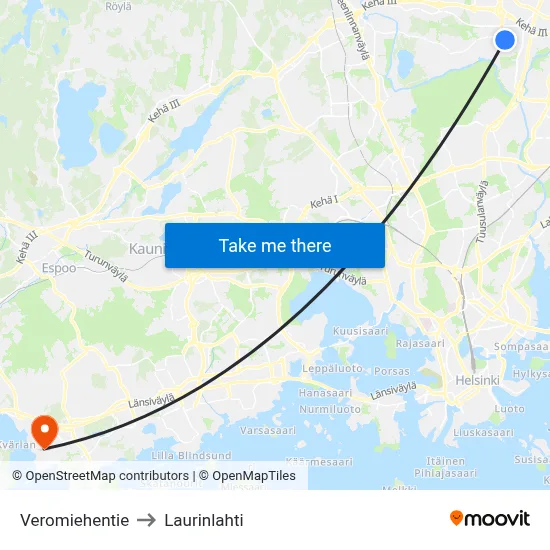 Veromiehentie to Laurinlahti map