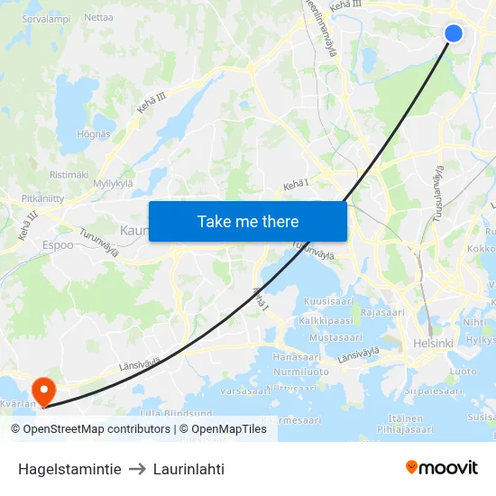 Hagelstam Road to Laurinlahti map