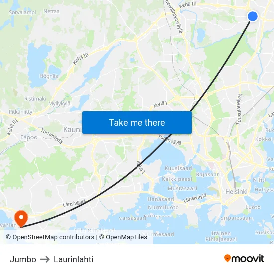 Jumbo 🛍️ to Laurinlahti map