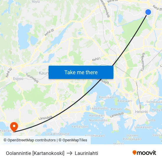 Oolanti Road [Kartanokoski] to Laurinlahti map