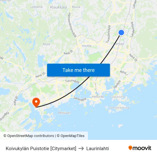 Koivukylän Puistotie [Citymarket] to Laurinlahti map