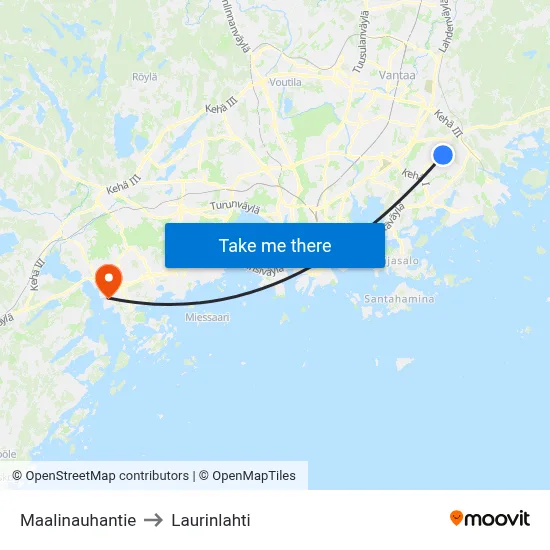 Paint Ribbon Road to Laurinlahti map