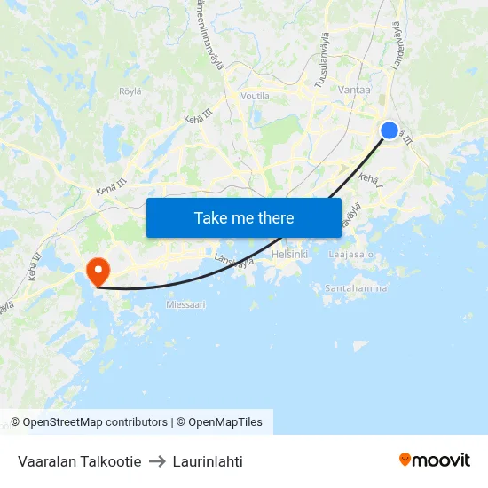Vaarala Volunteer Road to Laurinlahti map