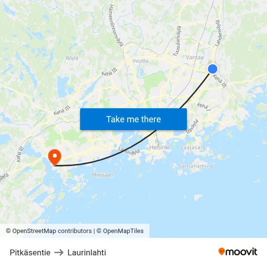 Pitkänen Road to Laurinlahti map