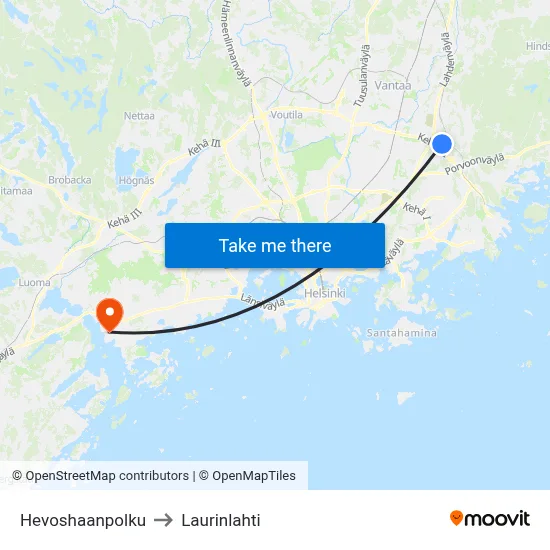 Hevoshaanpolku to Laurinlahti map