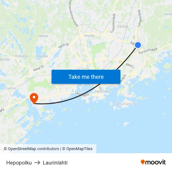 Hepopolku to Laurinlahti map