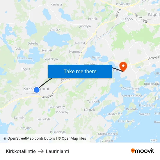 Church Stable Road to Laurinlahti map