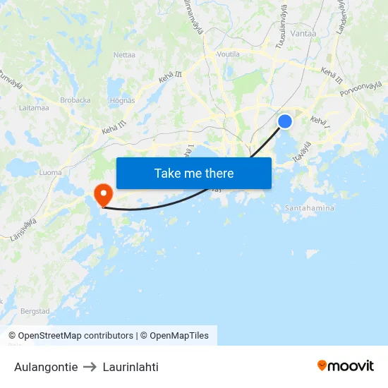 Aulangontie Road to Laurinlahti map