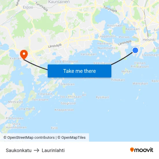 Saukonkatu Street to Laurinlahti map