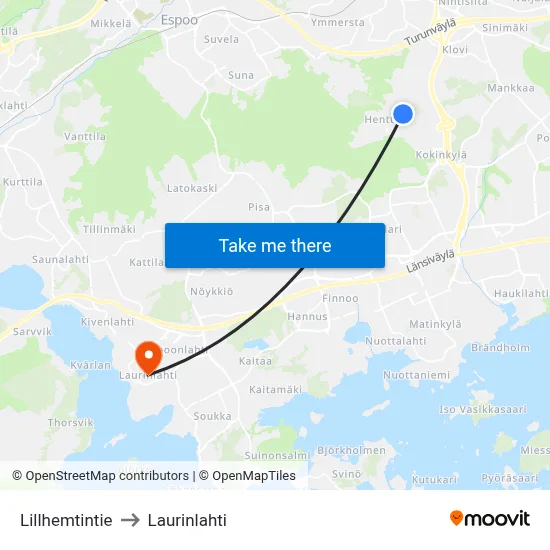 Lillhemt Road to Laurinlahti map