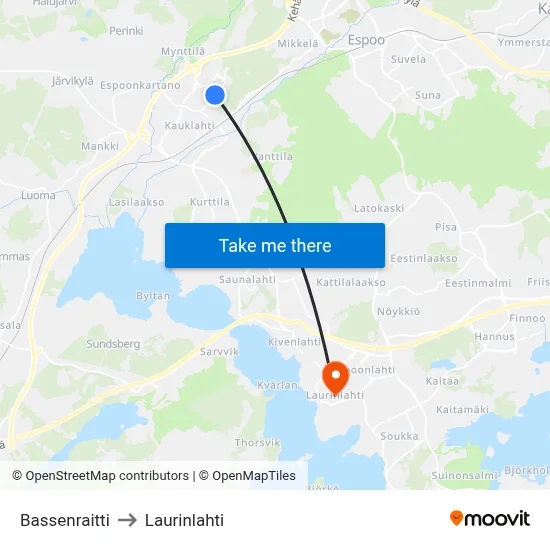 Basse Path to Laurinlahti map