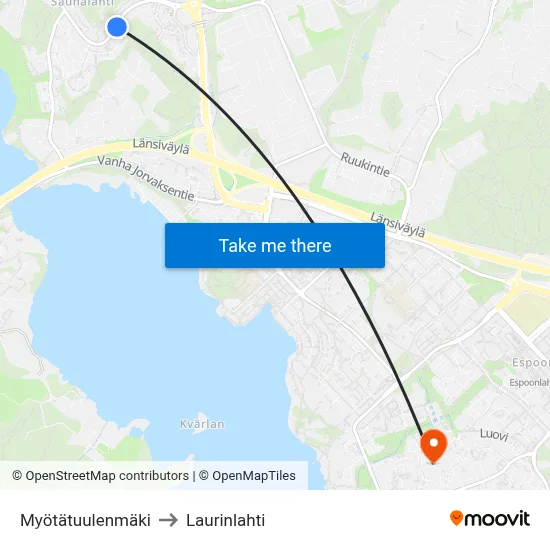 Myotatuulenmaki to Laurinlahti map