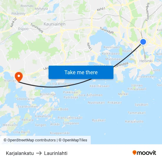 Karjalankatu Street to Laurinlahti map