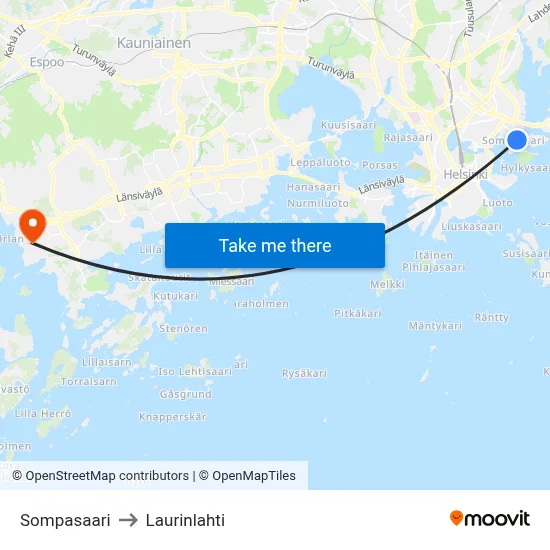 Sompasaari to Laurinlahti map