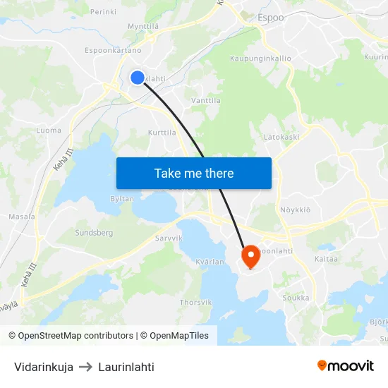 Vidari Lane to Laurinlahti map