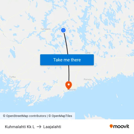 Kuhmalahti Church West to Laajalahti map