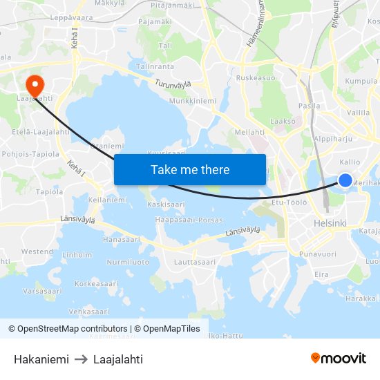 Hakaniemi to Laajalahti map