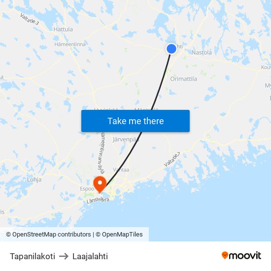 Tapanilakoti to Laajalahti map