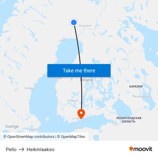 Pello to Heikinlaakso map